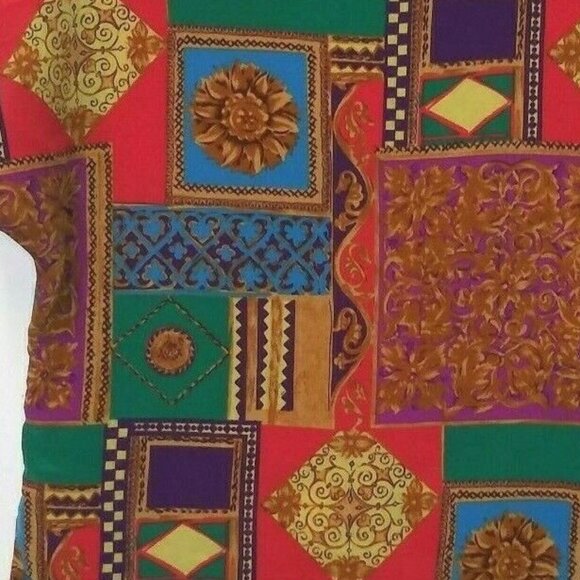 Vtg BENTLEY top blouse Multicolor Baroque Womens Lightweight Polyester Sz M - Picture 4 of 6